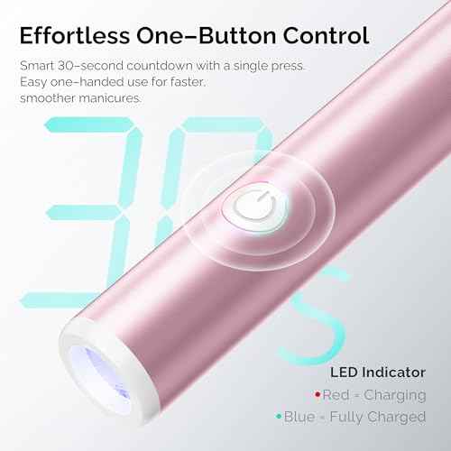 L'UGX Handheld uv Light for Gel Nails with Magnetic Fast Charging ? High Power Portable LED Nail Lamp for Gel Polish, Cordless Nail Dryer for Salon & Home-Pink