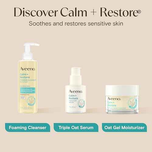 Aveeno Skin-Care Bundle for Sensitive Skin, Calm + Restore Triple Oat Hydrating Facial Serum, 1 fl. oz, & Travel Size Daily Moisturizing Cream + Prebiotic Oat, 0.5 oz, Fragrance Free, Two Items