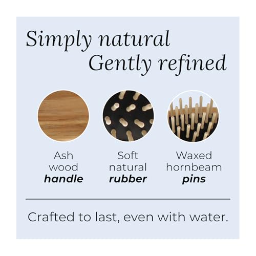 TEK ? Scalp Massage Brush with Strap in Ash Wood Handmade in Italy ? Stimulates Hair Growth, Ideal for Shampoo and Anti-Hair Loss Lotions ? 8.5 x 5 cm ? Vegan and Sustainable