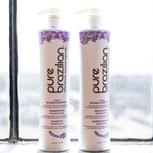 Pure Brazilian Always Blonde Shampoo with Keratin, Acai & Argan Oil, Purple Shampoo for Color-Treated Hair, Sulfate-Free, 33.8 Fl Oz