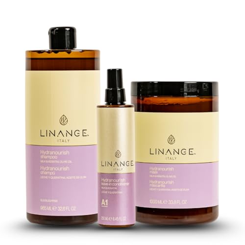 LINANGE Hydranourish Shampoo with Milk, Keratin, and Olive Oil - Hydrating and Nourishing Shampoo for Dry and Frizzy Hair, 965ml / 32.6 oz.