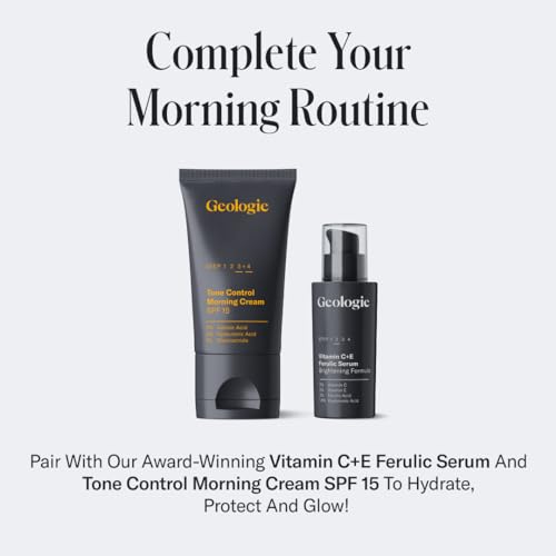 Geologie Tone Control Face Cream with SPF 15 | Brightening Moisturizer with Niacinamide, Hyaluronic Acid & Azelaic Acid | Reduces Redness & Controls Oil | For Men & Women