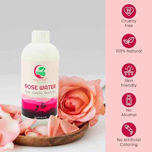 100% Pure Rose Water 33.8 fl oz | for Face & Hair | Alcohol Free & Artificial Coloring Free | by Yogi's Gift¢ç (33.8 fl oz)