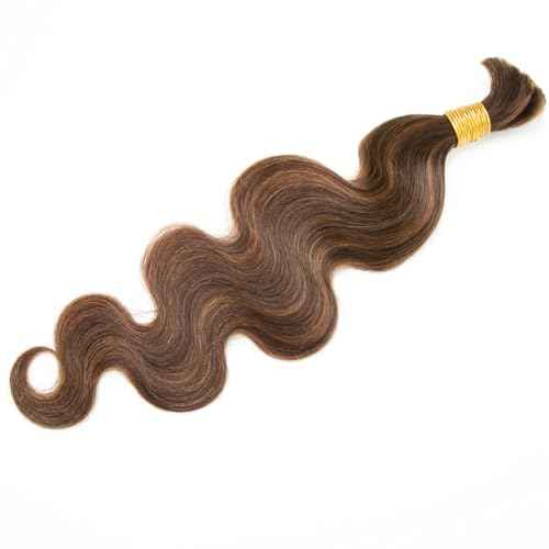 YWIGS Bulk Human Hair for Braiding Body Wave Blend #4/30 Boho Human Hair No Weft Human Braiding Hair 100G 18inch
