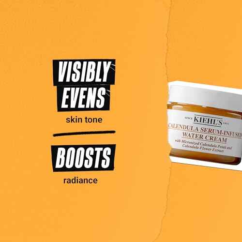 Kiehl's Calendula Serum Infused Water Cream, Soothing Gel Moisturizer for All Skin Types, Visibly Evens Skin Tone & Boosts Radiance in 1 Week, 24HR Hydration, Reduces Redness for Fresh & Radiant Skin
