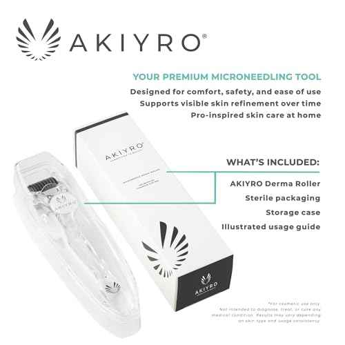 Derma Roller 0.30mm - Microneedle Roller with Storage Case - 192 Micro Needling Dermal Tool for Face, Beard, Scalp & Body - At Home Microneedling Skin Care Device for Women & Men (Black)