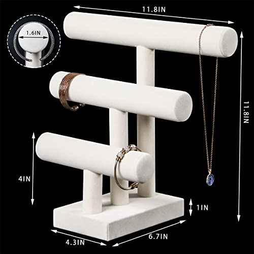 3 Tier Bracelet Holder,Bracelet Displays for Selling,Jewelry Display Stand for Bangles Necklaces Hair ties Scrunchies Watches (Beige)