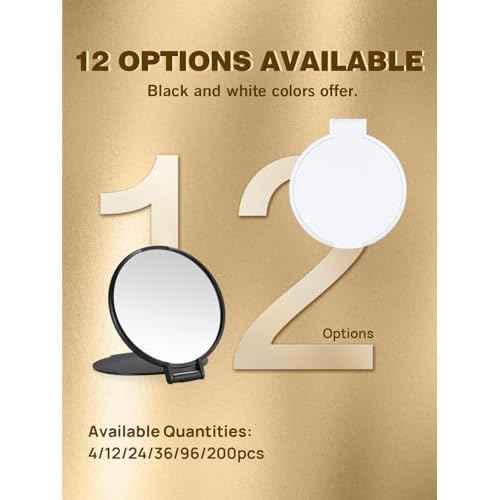 Qislee Compact Mirror Bulk, Round Makeup Mirror for Purse, Set of 200 (Black)