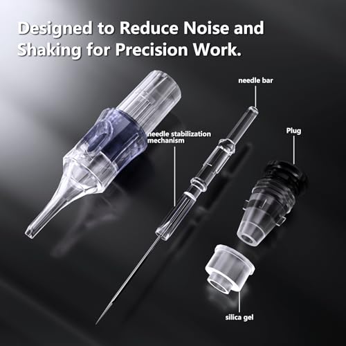 BRONC Assorted Tattoo Cartridge Needles 50pcs Mixed Tattoo Needle Cartridges Round Liner 0.35mm #12 Standard RL (3RL 5RL 7RL 9RL 11RL) for Rotary Tattoo Machine