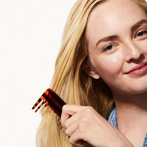 Caswell-Massey Travel Detangler Comb, Extra Wide, Handmade from Renewable & Plant-Based Italian Cellulose Acetate, Tortoise Pattern, 3.75¡± Wide