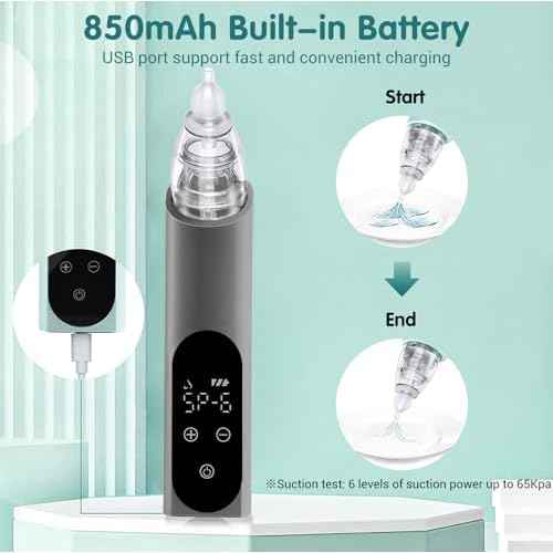 Ear Wax Vacuum Removal Kit, 6 Gear Strong Suction Electric Ear Cleaner Ear Vacuum Wax Remover, USB Charge Earwax Removal Kit Reusable Soft Silicone Ear Cleaning Kit Water Remover Tool (Grey)