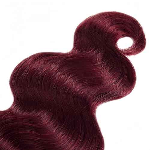 99J Burgundy Body Wave Human Hair Bundles 20 22 24 Inch 3 Bundles Brazilian Virgin Remy Hair Extensions Weave Soft Bouncy Curly Sew In for Black Women