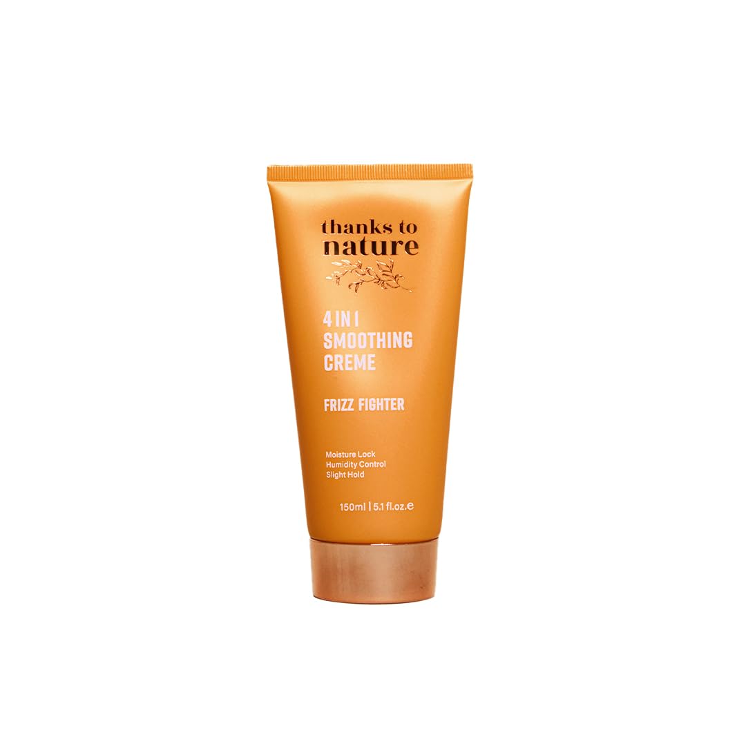 thanks to nature 4 in 1 Smoothing Cream, Lightweight Air Dry Cream That Tames Frizz and Flyaways, Protects Hair From Humidity, Heat, UV, Saltwater and Chlorine. 5.1 fl oz