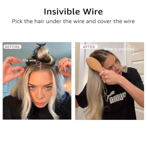 Invisible Wire Hair Extensions Real Human Hair, 22 Inch 85g Dark Brown to Dirty Blonde Hair Extensions Seamless Fish Line Real Hair for Women(#2/6/18-22inch)
