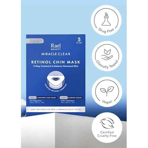 Rael Retinol Chin Mask with Miracle Clear Barrier Cream - Face Masks and Moisturizer, 2 Step System, Niacinamide, Ceramide NP, Korean Skincare (5 Kits)
