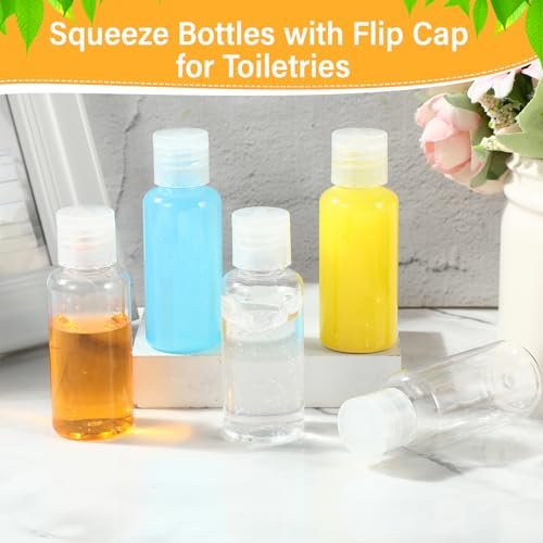 Mimorou 150 Pcs 1oz Travel Bottles Bulk for Toiletries Clear Small Travel Size Bottles Bulk Refillable Empty Containers for Shampoo Lotion Liquid Body Soap Cream Toiletries