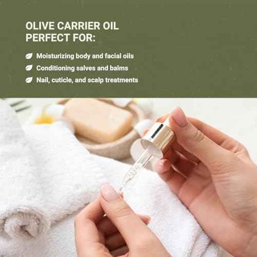 Olive Oil - 100% Pure Cold Pressed Natural Olive Oil (Aceite de Oliva) for Essential Oils Dilution, Massage & Skincare - Premium Grade (16oz)