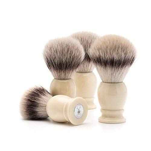 M?HLE Classic Faux Ivory Medium Silvertip Fiber Shaving Brush - Synthetic Luxury Shave Brush for Men, Rich Lather