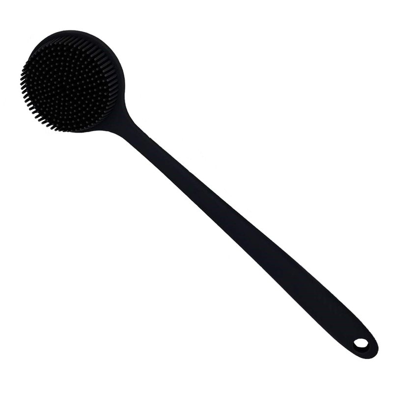 Long Handle Silicone Body Scrubber for Shower, Dual-Sided Back Scrubber Brush with Soft Bristles&Massage Nodes, Exfoliating Bath Brush for Hard to Reach Areas, Easy to Clean & Quick Dry, for Daily Use