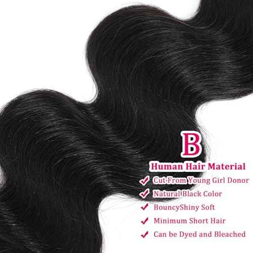 Human Hair Bundles Body Wave Bundles Human Hair 18 20 22 Inch 12A Grade 100% Unprocessed Brazilian Virgin Hair Body Wave 3 Bundles Deals Real Human Hair Extensions For Black Women Natural Black