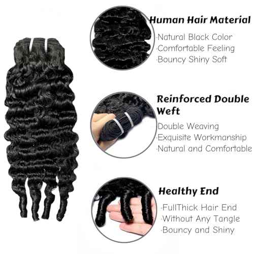 Burmese Curly Bundles Human Hair 16 18 20 Inch 12A Grade 100% Unprocessed Brazilian Virgin Hair Weave with Spriral End 3c4a Quick Weave Real Human Hair Natural Black Hair Extensions