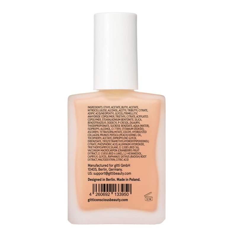 gitti Nail Juice no. 02 | Plant-Based Nail Treatment & Color Polish, Non-Toxic, 82% Natural Origin, Vegan, Cruelty-Free | Strengthens, Nourishes, Non-Greasy Formula, Soft Peach Sheer Tint (0.5 fl oz)