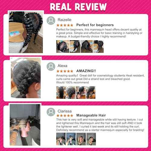 Mannequin Head with Human Hair 16" Cosmetology Manikin Doll Head 100% Real Human Hair for Styling Hairdresser Practice Braiding with Free Clamp Holder