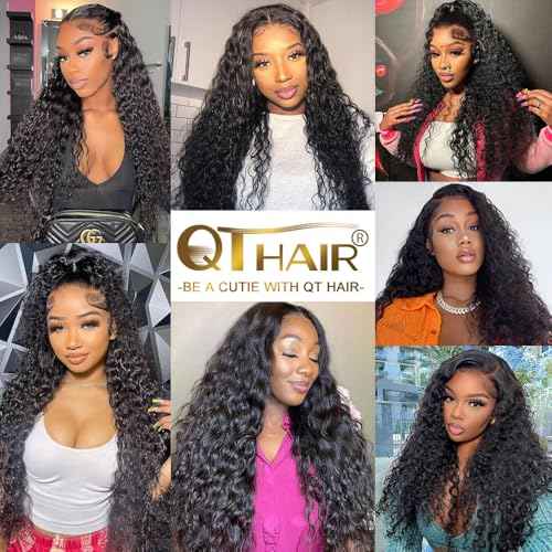 QTHAIR Water Wave Human Hair Bundles (Natural Black,18" 18" 18") 16A Grade 100% Unprocessed Brazilian Virgin Human Hair Weave Wet and Wavy Bundles