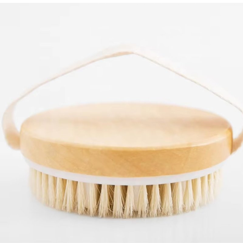 Essential Aura Dry Body Brush – Eco-Friendly Natural Bristles for Gentle Exfoliation, Skin Renewal, Improved Circulation & Lymphatic Support – Perfect Detox & Spa Self-Care Accessory (Tan)