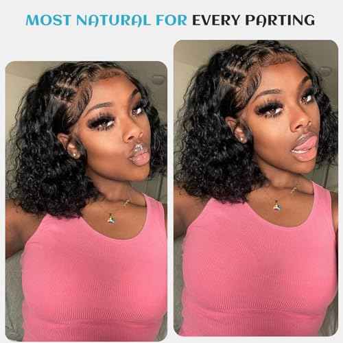 Bohemian Box Braided Bob Wigs Human Hair 5x5 HD Transparent Lace Closure 10 Inch 200% Density for Women Boho Knotless Box Braided Wigs with Baby Hair Lace Front Curly Bohemian Braids Bob Wig