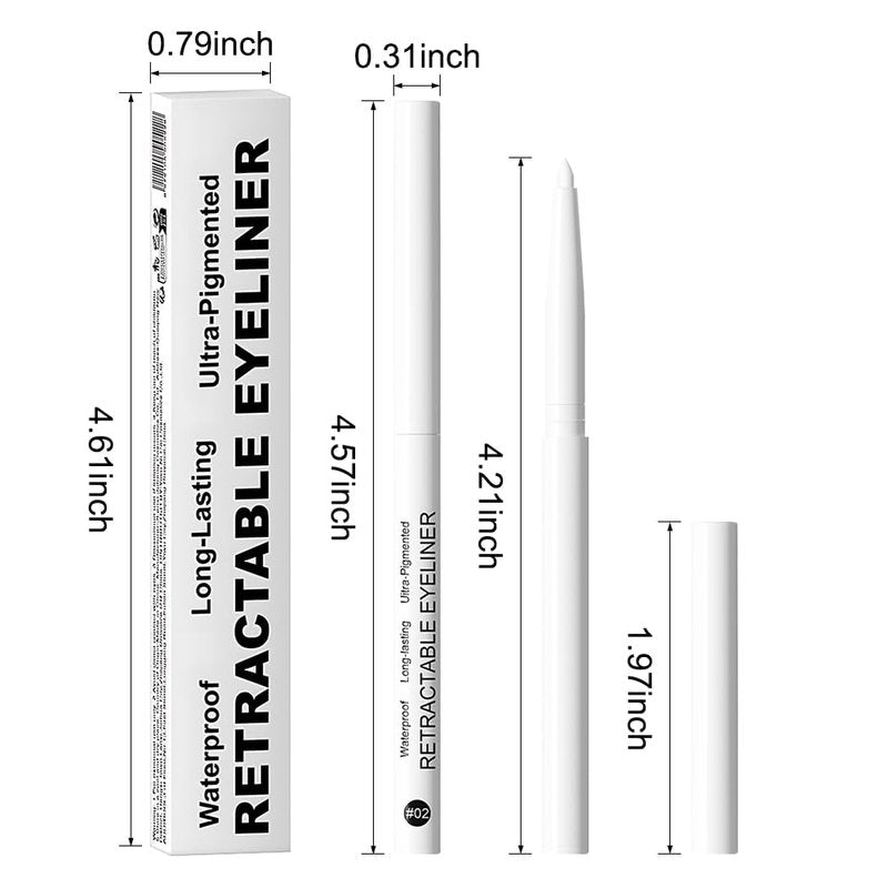 Evpct White Eyeliner Pencil - Waterproof Smudge-Proof Under Eye Liner for Bright Eyes | Makeup Essential
