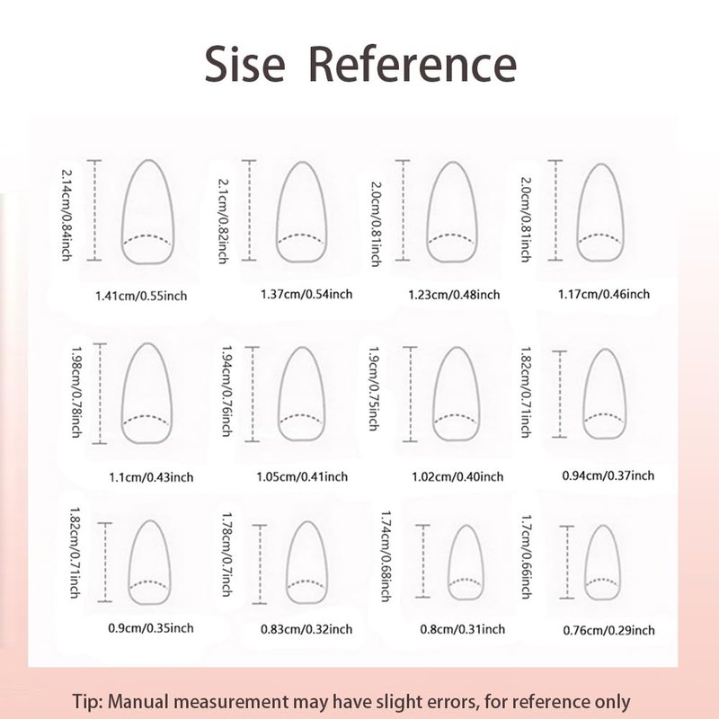 White French Tip Press on Nails Short Almond Fake Nails with Designs Ombre False Nails Gel Artificial Acrylic Nail Nude Fingernails Glossy Natural Reusable Stick on Nails for Women 24Pcs
