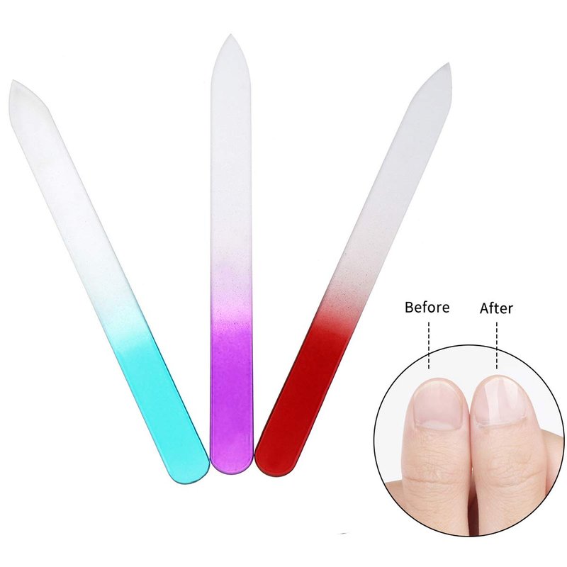 12PCS Glass Nail Files Crystal Glass Fingernail Files Double Sided Glass Nail File Mixed Color Manicure Set Christmas Gifts Stocking Stuffers