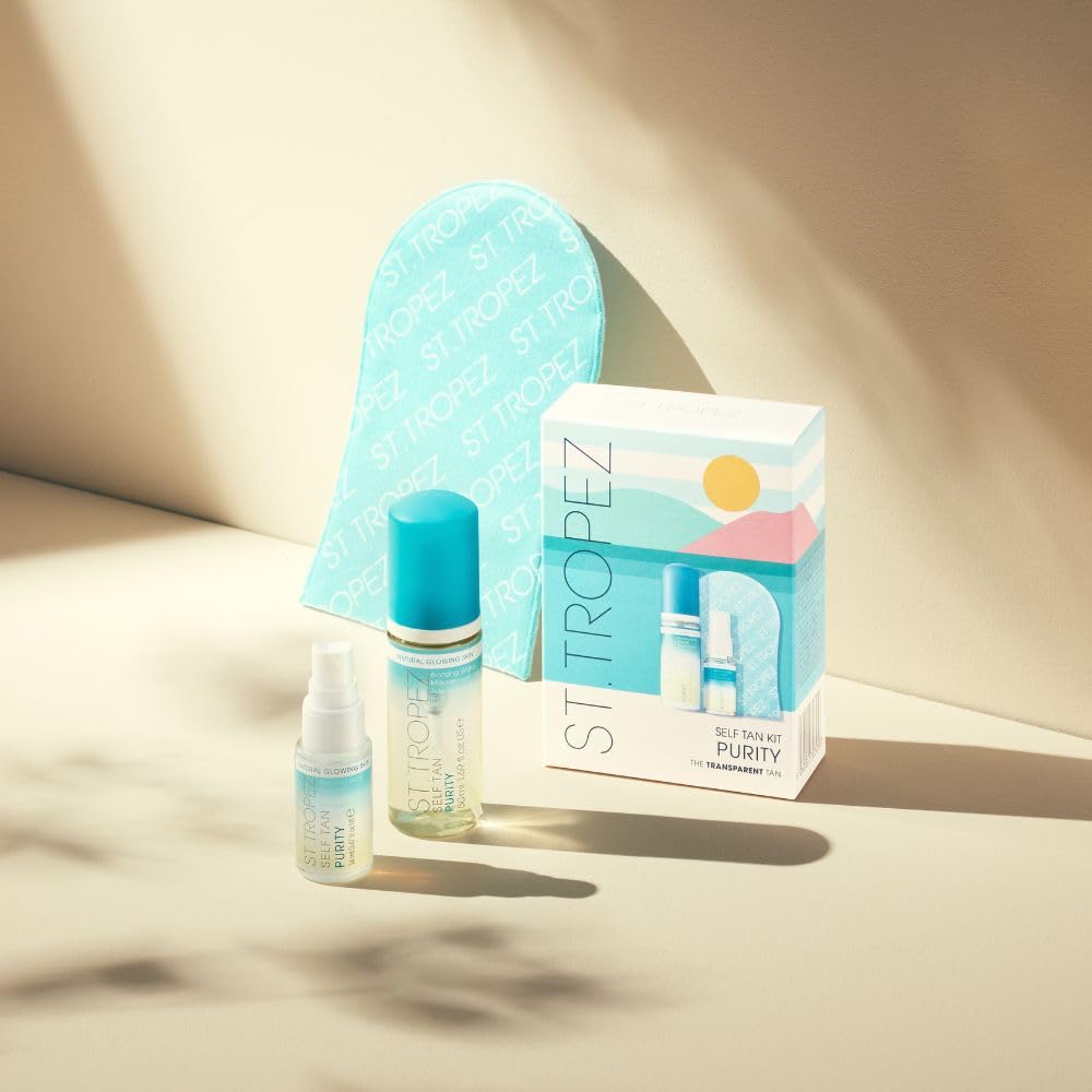 St.Tropez Purity Mini Kit: Self Tan Purity Bronzing Water Tanning Mousse and Self Tan Purity Bronzing Water Face Mist with Tanning Mitt, Tropical Scent, Vegan