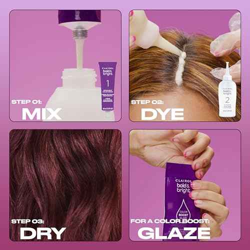 Clairol Bold & Bright Permanent Hair Dye, V3 Intense Passion Plum Hair Color, Pack of 1