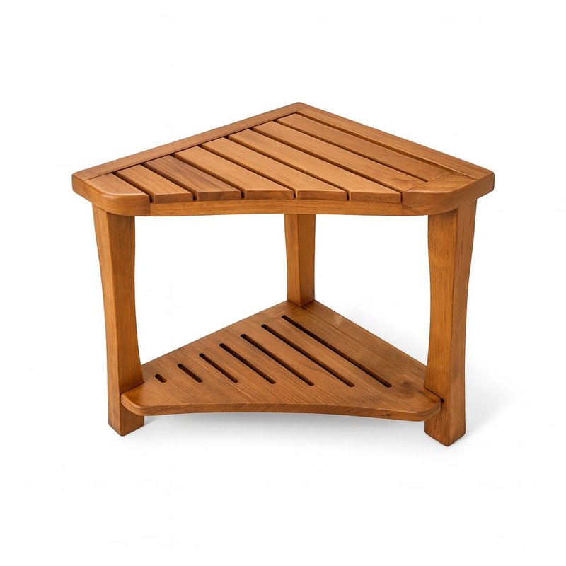 Teak Shower Bench for Inside Shower - 100% Grade A Solid Teak Wood Shower Stool, Waterproof Wooden Bath Bench Seat with Storage Shelf, Non-Slip Spa Chair