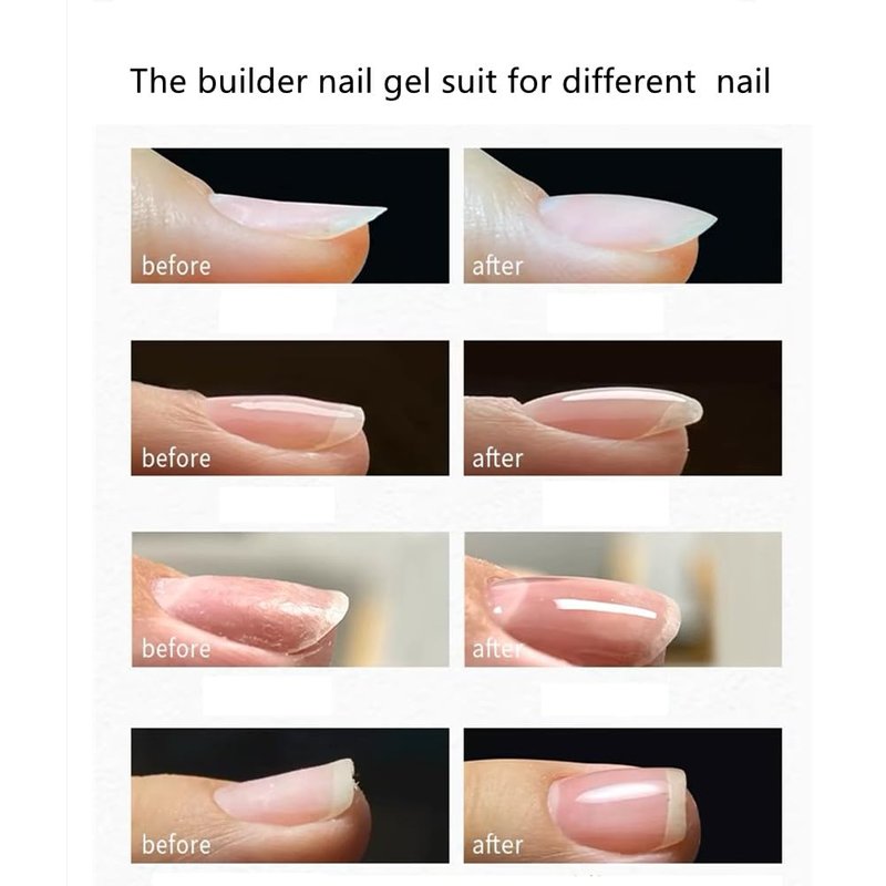 MEMEDA Builder Nail Gel, 7-in-One Clear Builder for Nails, LED Lamp Cured Color Strengthener Thickening Extension Rhinestone Glue Gel Polish in a Bottle for DIY Home Salon Gift