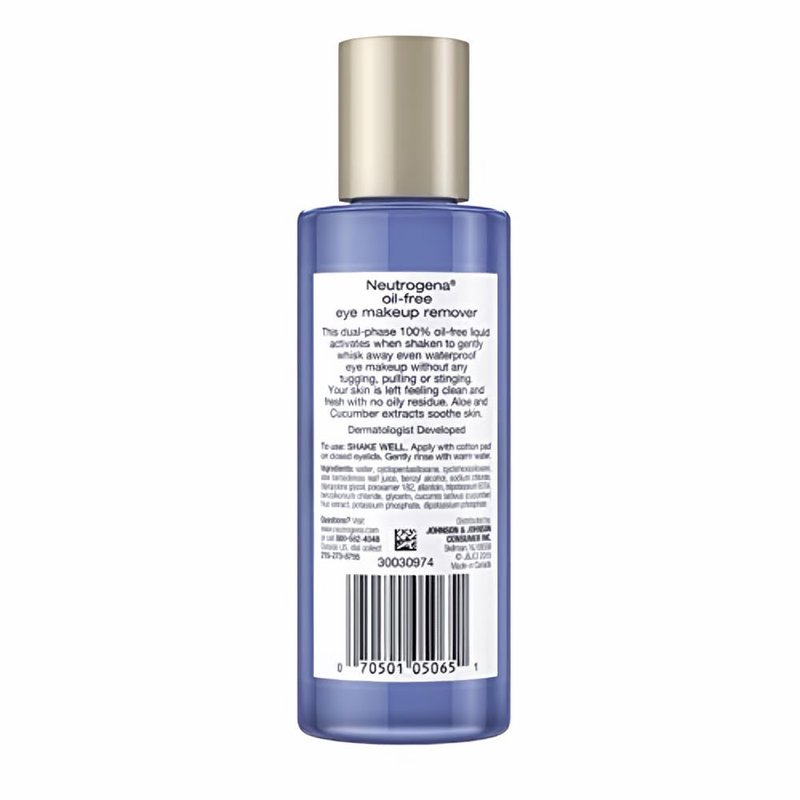 Johnson & Johnson 05065 Neutrogena Skin Care Eye Makeup Remover, Oil Free, 5.5 fl. oz. Volume (Pack of 12)
