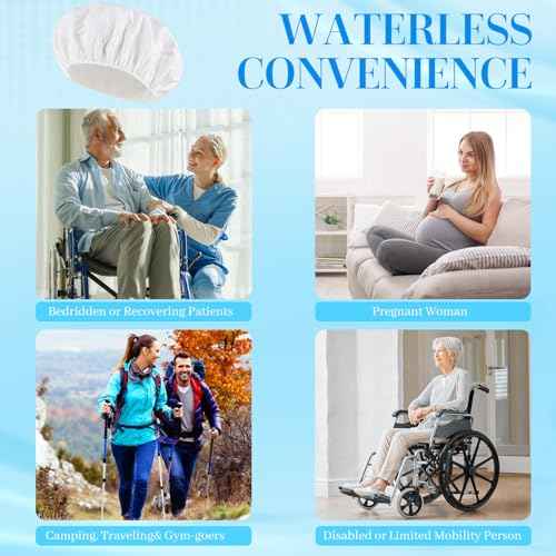 Shampoo cap 12 Pack, No-Rinse Shampoo Cap, Waterless Shampoo and Conditioner Suitable for Adults, Bedridden and Seniors Suitable for Adults, Bedridden and Elderly, Hospitals, Camping