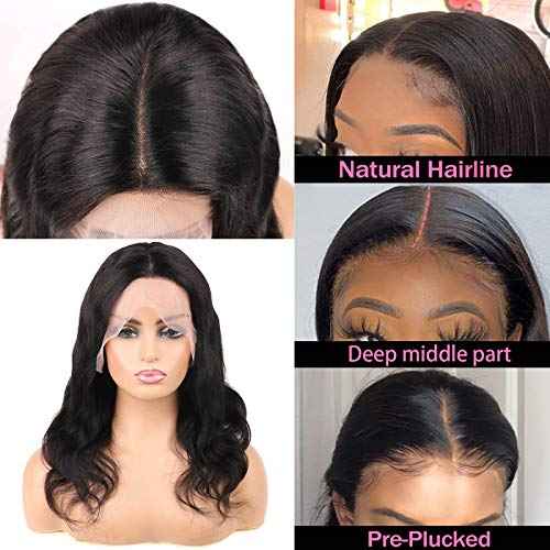 30 Inch 13x4 Lace Front Wigs Human Hair 180% Density Real Human Hair Wig Body Wave HD Lace Frontal Wigs Pre Plucked Transparent Lace Natural Black for Women