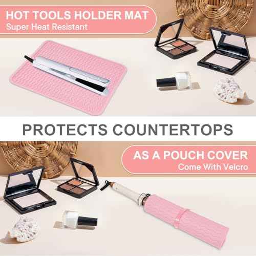 Oversize Silicone Heat Resistant Mat, Portable Travel Mat Cover for Curling Irons, Flat Irons, Hair Straightener and Hot Hair Styling Tools(14.2" x 11")