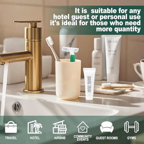 Disposable Razors in Bulk ,Green Razors Individually Wrapped Bulk,Twin Blade Razors with Clear Safety Cap and Shaving Cream, Razors For Homeless, Hotel,Air Bnb,Shelter/Homeless/Travel (100)