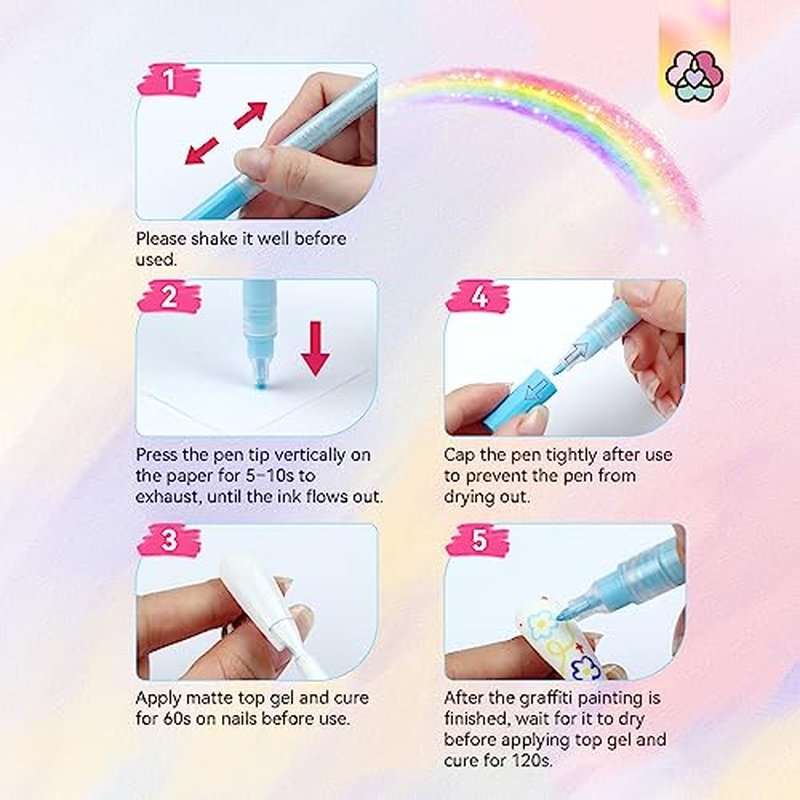 Saviland French Tip Nail Stamp Set - 4PCS with 12PCS Colorful Nail Art Pens for Gel Designs