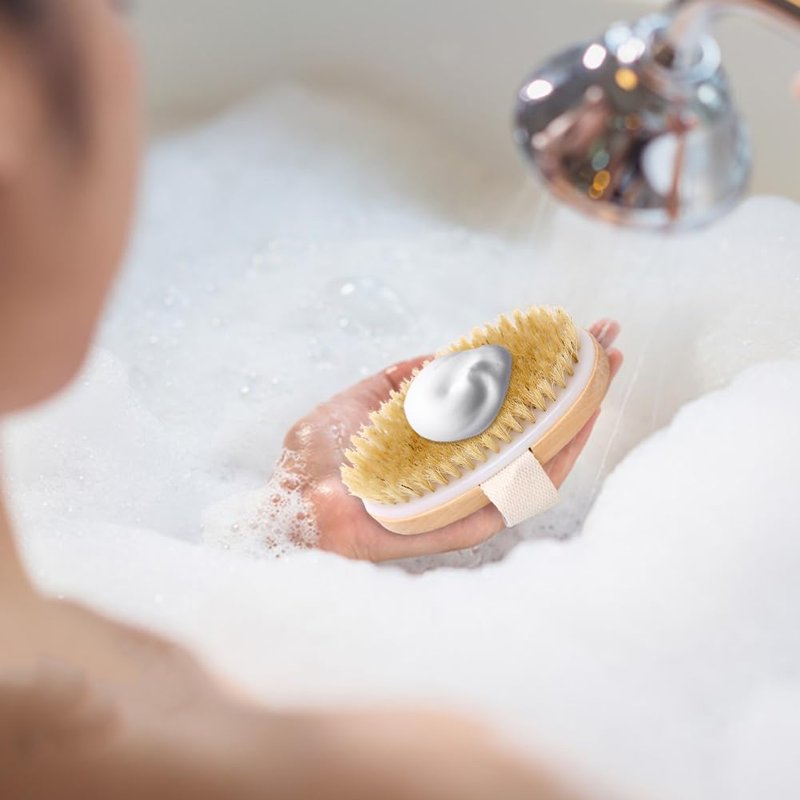Dry Brushing Body Brush, Exfoliating Brush Body, Soft Natural Bristle for Drying Skin, Shower Brushes Wet and Dry Brushing, Scrubber for Exquisite Skin,Reduce Acne and Cellulite