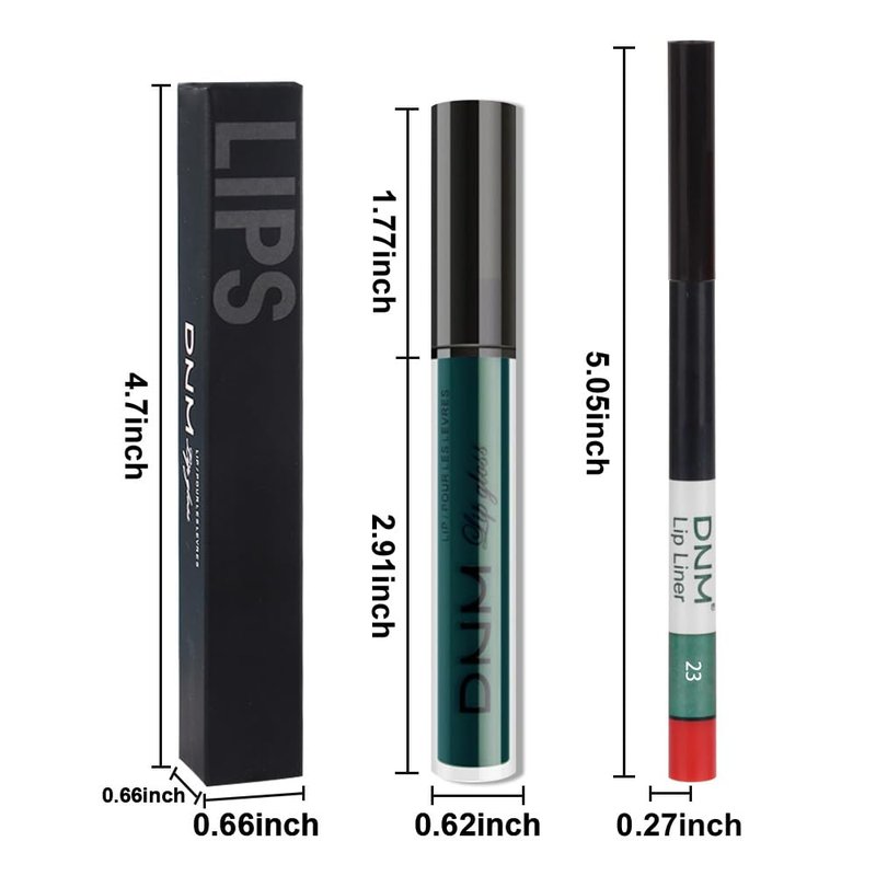 Evpct Matte Dark Green Lipstick & Lip Liner Set - Long-Lasting 24H Formula | 2 Pcs