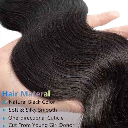 12A Human Hair Bundles Body Wave Bundles Human Hair 18 20 22 Inch 100% Unprocessed Brazilian Virgin Hair Quick Weave Natural Black Hair Extensions