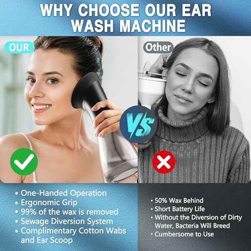 Upgraded Ear Wax Removal, Ear Cleaner with LED Display & Dual Tank,IPX7 Effective & Safe Ear Cleaning Kit Includes 19 Tips, Cotton Swabs for Home