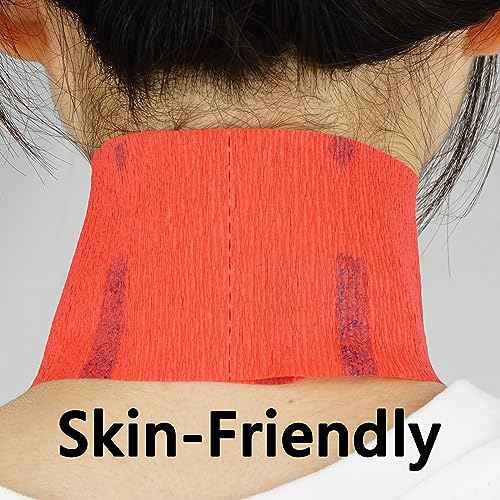 Flexible Paper Neck Strips for Salon Hair Cutting - 5 Rolls, 500 Red Disposable & Water-Resistant Self-Adhering Barber Supplies