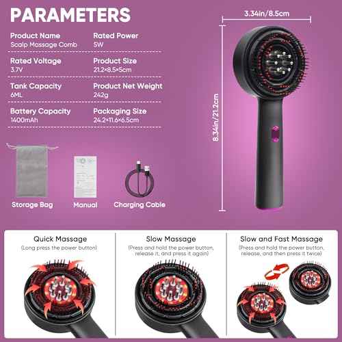 3 in 1 Scalp Massager Hair Growth Hair Oil Applicator,Electric Scalp Brush for Home,IPX7 Waterproof Electric Head Massager