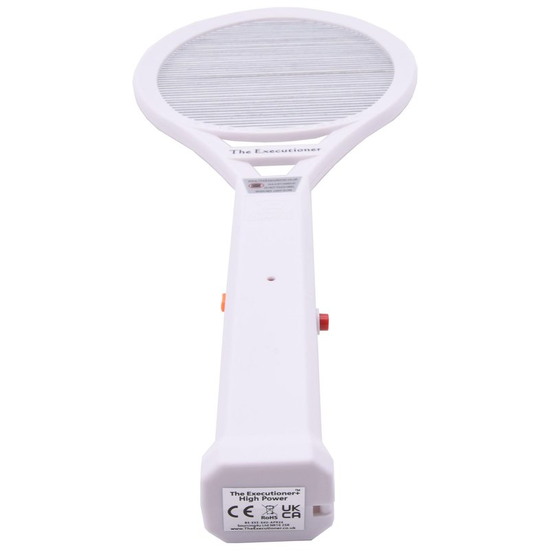 The Executioner Fly Zapper Mosquito, Wasp, Bug, Insect Killer Swatter Electric Fly Zapper Racket Single Layer for Efficient Zapping Indoor Outdoor (White)